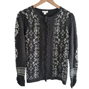 Sundance Anya Nordic Fair Isle Wool Blend Sweater Cardigan Full Zip Size Small